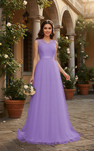 Elegant Bridesmaid Dress - Cap Sleeve Formal Gown TFB8069