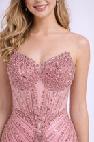 Beaded Mermaid Prom Dress with Corset Bodice and Lace-Up Back | TFB 8080 | blissfulprom