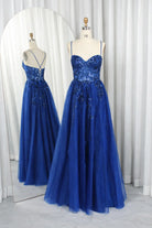 Spaghetti Strap Sequin Bodice Glitter Tulle Prom Dress TFB 5040 | blissfulprom