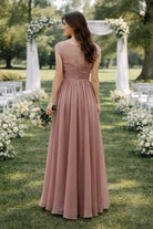 Sweetheart Chiffon Bridesmaid Dress with Ruched Bodice & Wide Straps TFB 8038 | blissfulprom