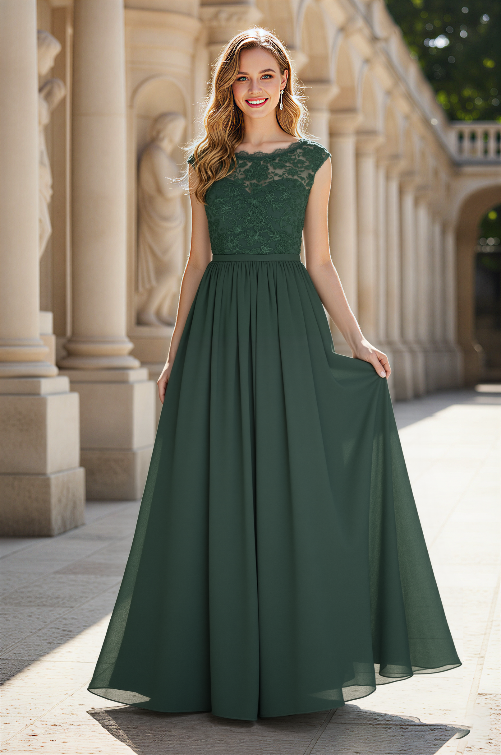 Elegant & Simple Bridesmaid Dress - Round Neck A-Line TFB8072