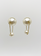Delicate Gold-Tone Chain Drop Pearl Earrings - RM007