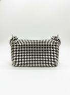 Silver rhinestone mesh shoulder bag with short top handles