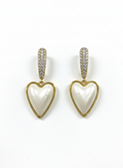 Heart Shaped Pearl Drop Earrings with Gold Huggie Top - RM020