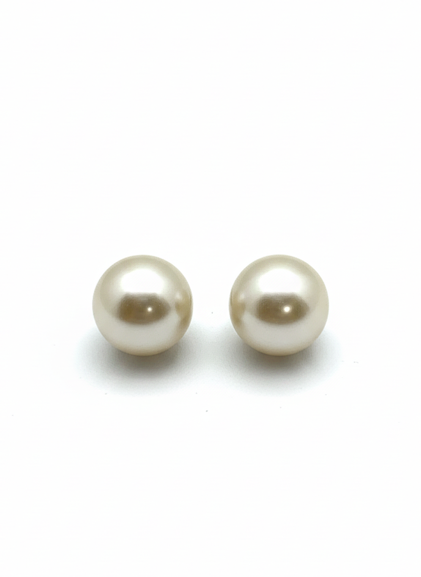Champagne Cream Pearl Solitaire Stud Earrings - RM014 Champagne