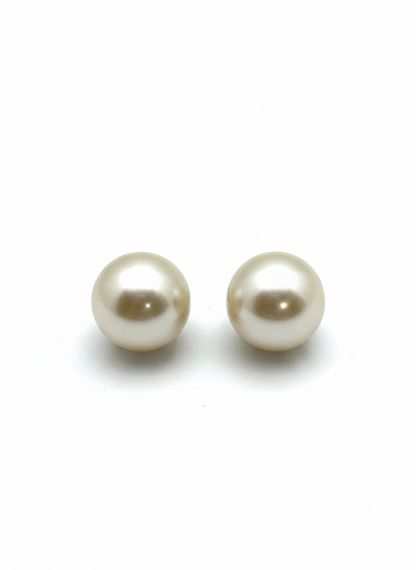 Champagne Cream Pearl Solitaire Stud Earrings - RM 014