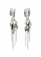 Edgy Silver-Tone Hoop Earrings with Long Chain Tassel Fringe - YD007