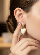 Heart Shaped Pearl Drop Earrings with Gold Huggie Top - RM020
