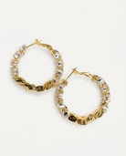 Large Textured Gold-Tone Hoop Earrings Hammered Finish - YD013