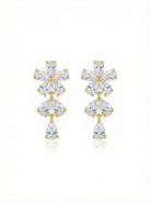 Gold-Tone Floral Marquise Crystal Drop Earrings - YD018