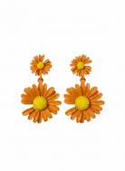 Vibrant Orange Daisy Flower Stud Earrings - RM018