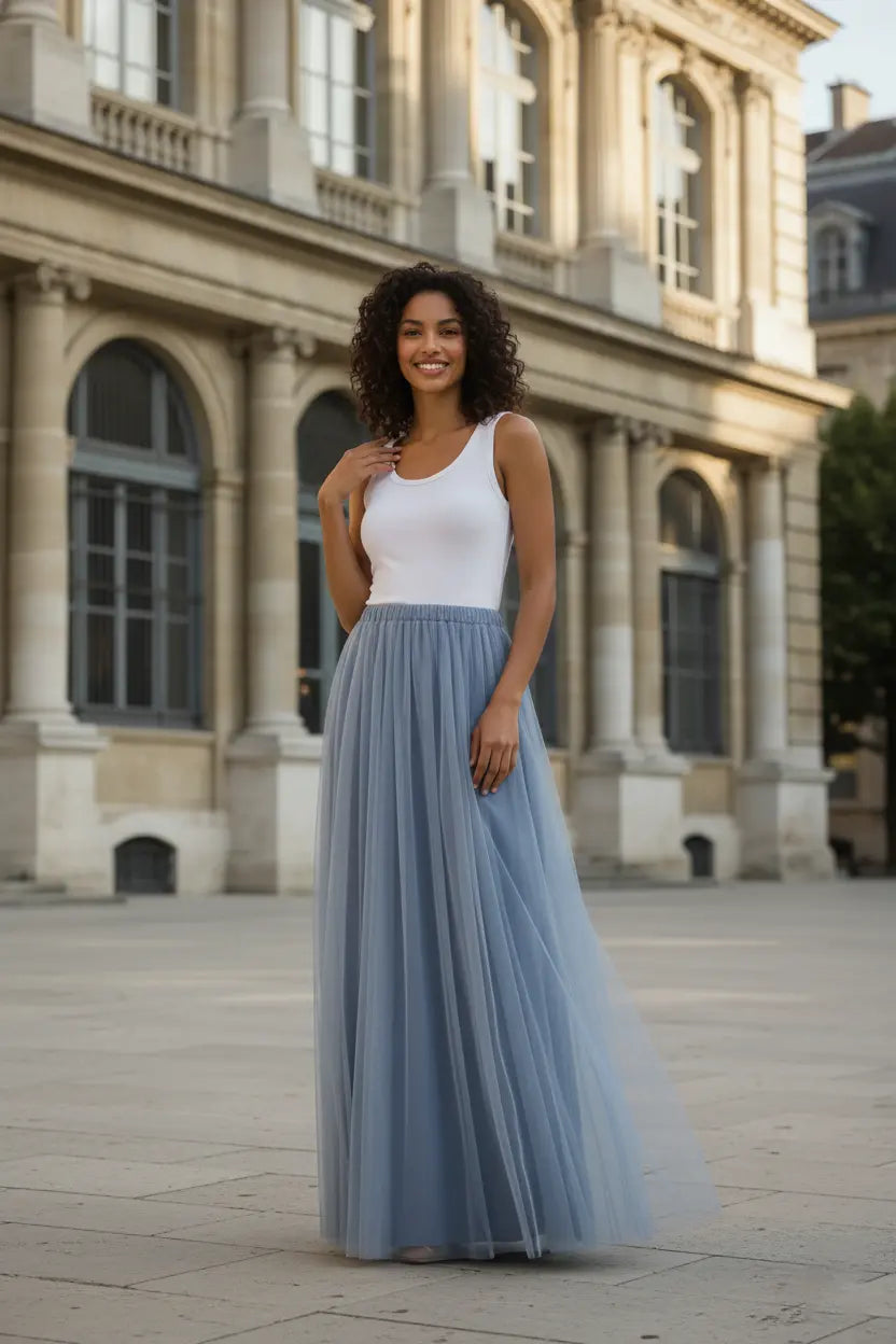 Floor-Length Tulle Maxi Skirt for Bridesmaids TFB 8067 | blissfulprom