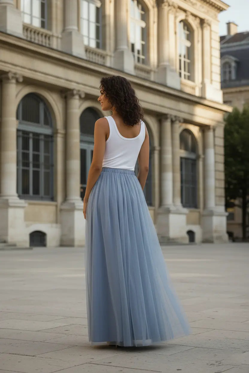 Floor-Length Tulle Maxi Skirt for Bridesmaids TFB 8067 | blissfulprom