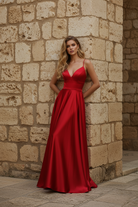 Luxurious Satin Deep V-Neck Ball Gown TFB 8004 | blissfulprom