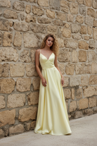 Luxurious Satin Deep V-Neck Ball Gown TFB 8004 | blissfulprom