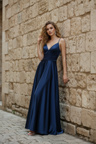 Luxurious Satin Deep V-Neck Ball Gown TFB 8004 | blissfulprom