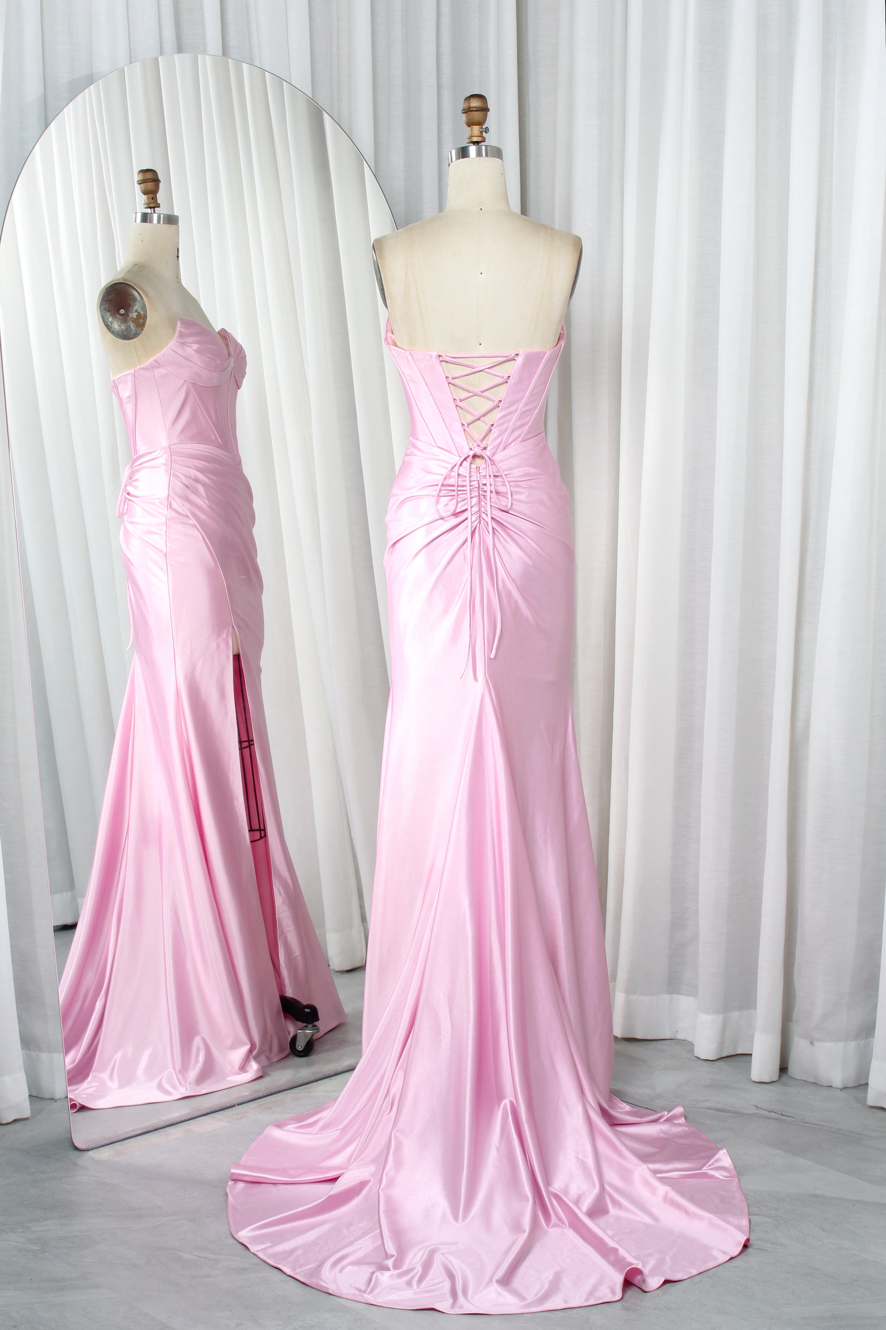 Satin Mermaid Prom Dress with Sweetheart Neckline 