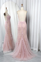 Floral Embroidered Tulle Mermaid Prom Dress with Godet Skirt and Crisscross Back - TFB 8047 | blissfulprom