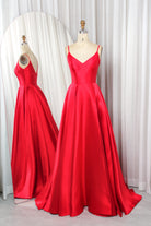 Sculptural Mikado V-Neck A-Line Prom Dress with Deep V-Back - TFB 8048 | blissfulprom