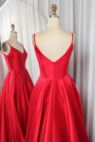 Sculptural Mikado V-Neck A-Line Prom Dress with Deep V-Back - TFB 8048 | blissfulprom