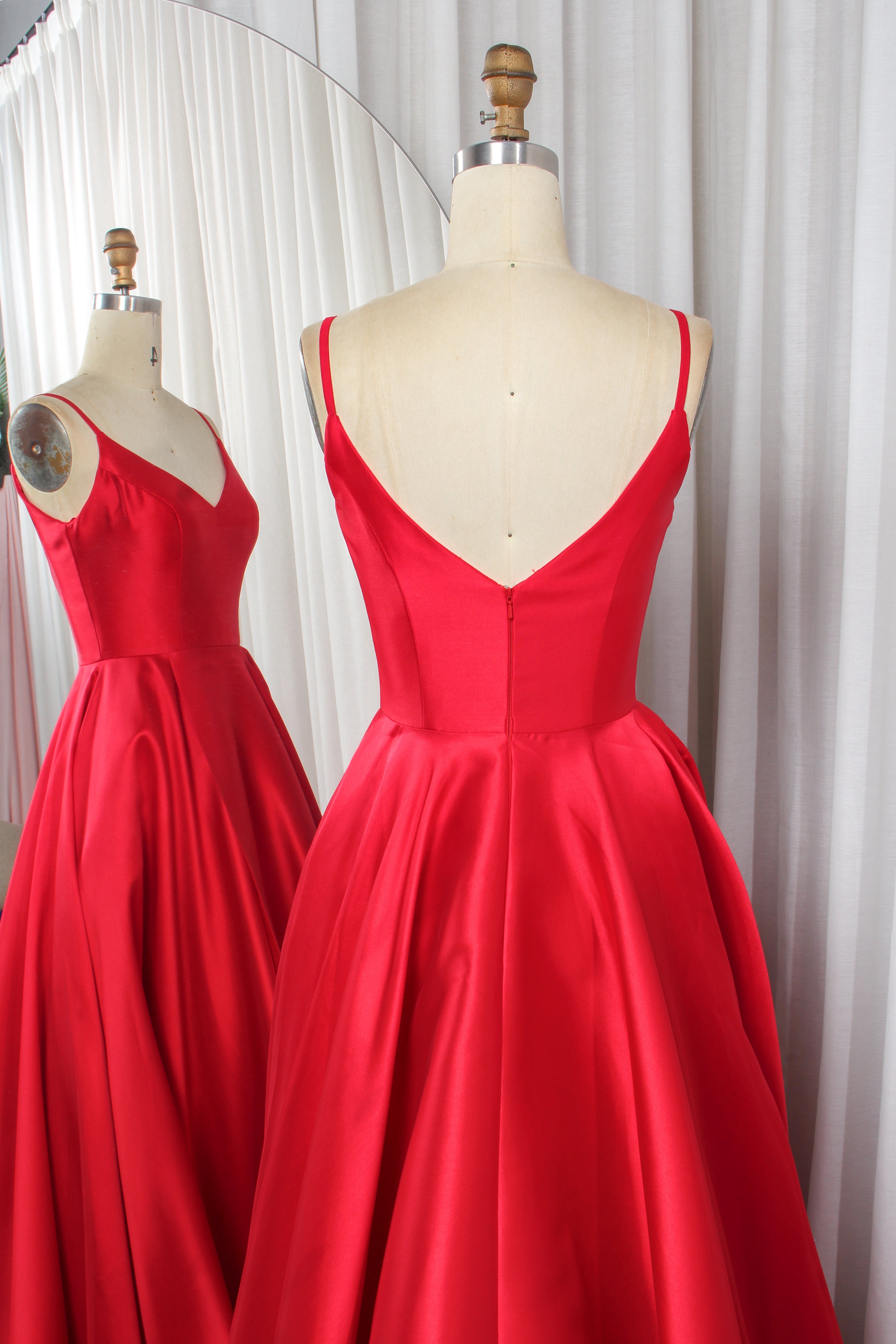 Sculptural Mikado V-Neck A-Line Prom Dress with Deep V-Back - TFB 8048 | blissfulprom