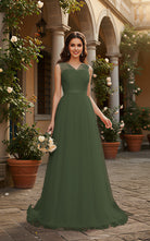 Elegant Bridesmaid Dress - Cap Sleeve Formal Gown TFB8069
