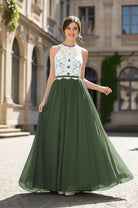 Chic Bridesmaid Dress - Lace Bodice Gown TFB8063