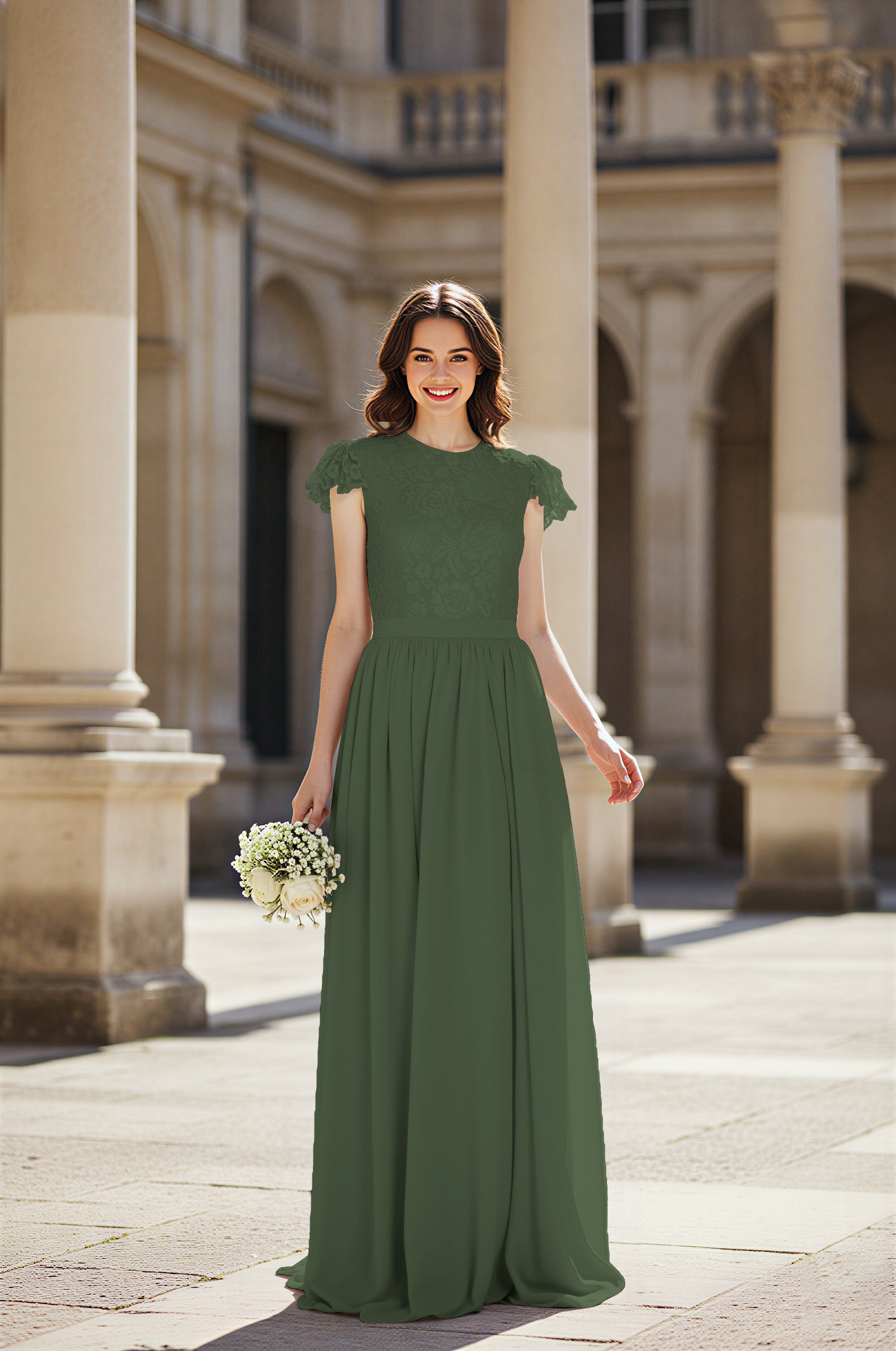 Sweetheart Neckline Bridesmaid Gown - Pleated Waist TFB8065