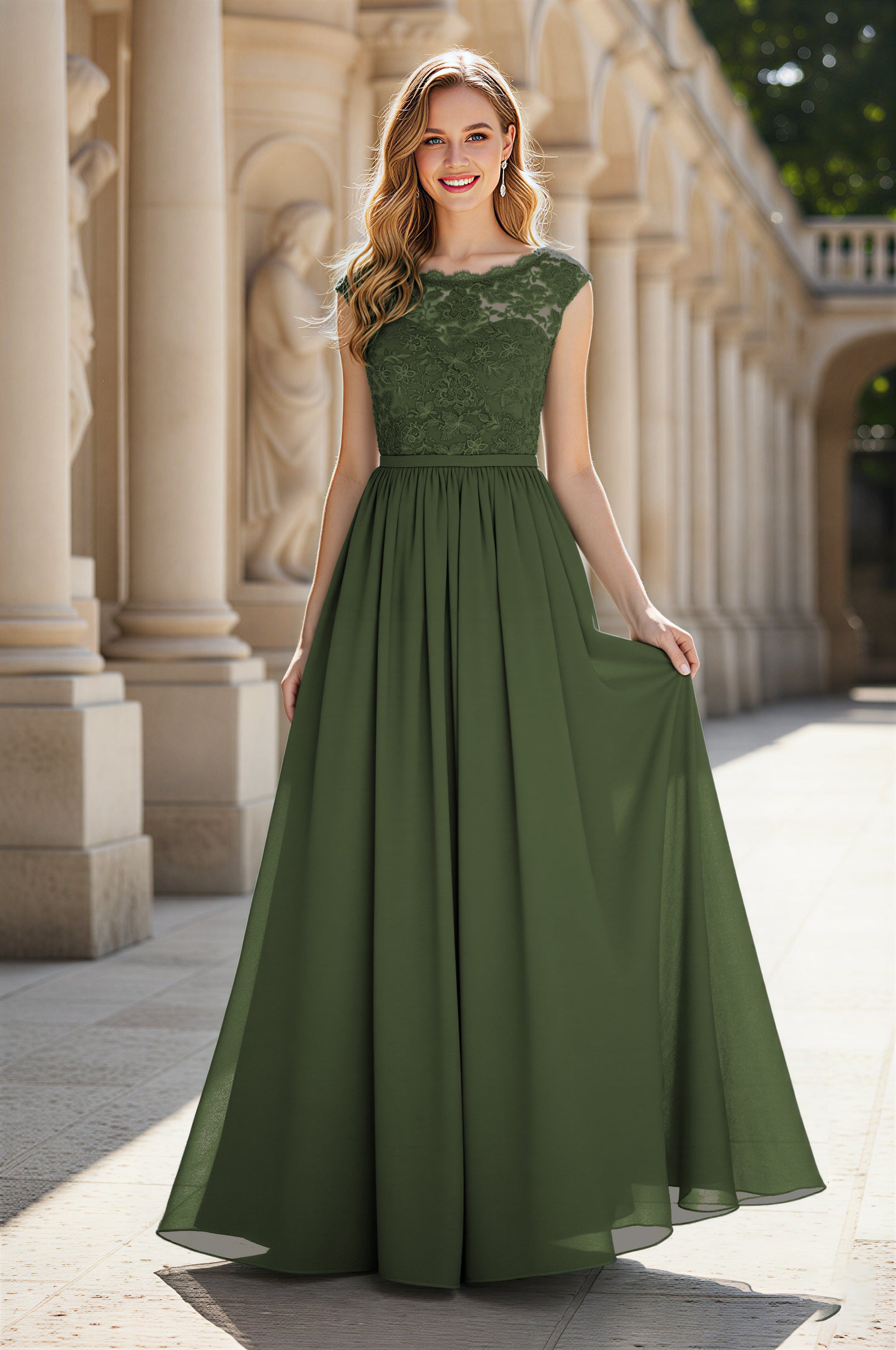 Elegant & Simple Bridesmaid Dress - Round Neck A-Line TFB8072
