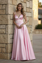Luxurious Satin Deep V-Neck Ball Gown TFB 8004 | blissfulprom
