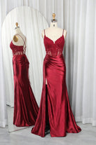 Sheer Lace Corset Satin Mermaid Prom Dress with Crisscross Back TFB 8020 | blissfulprom