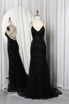 Intricate Lace Applique Tulle V-Neck Mermaid Prom Gown TFB 6018 | blissfulprom