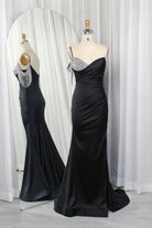 Asymmetric One-Shoulder Satin Mermaid Prom Dress with Rhinestone Fringe TFB 8018 | blissfulprom