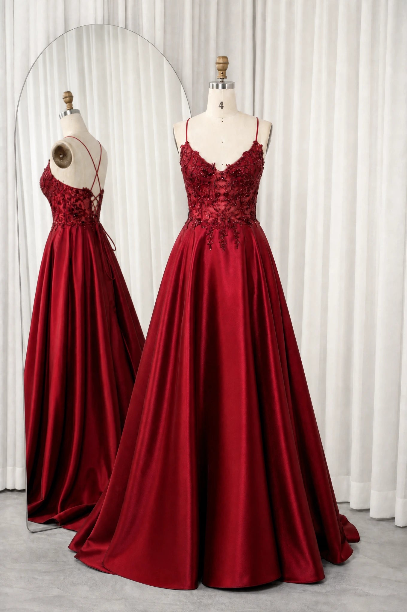 Beaded Lace Prom Dress with Pockets & High Slit | blissfulprom Beaded Lace Prom Dress with Pockets & High Slit | blissfulprom