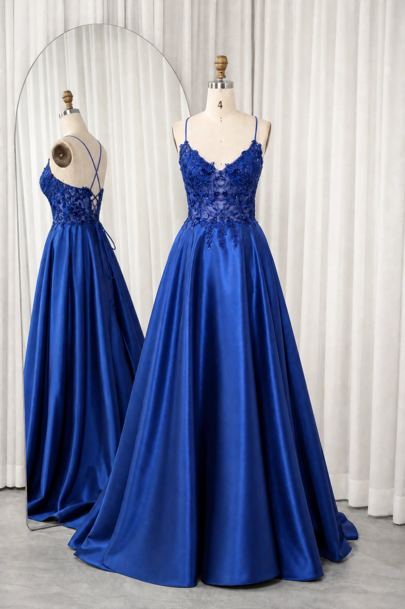 Beaded Lace Prom Dress with Pockets & High Slit | blissfulprom Beaded Lace Prom Dress with Pockets & High Slit | blissfulprom