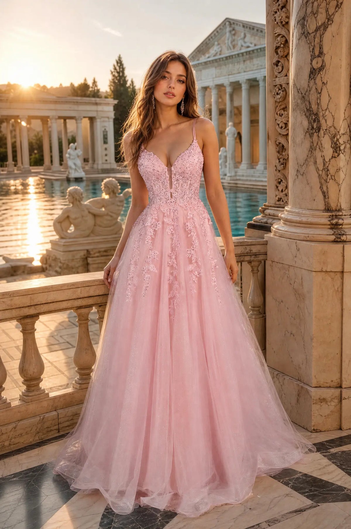 pink corset prom dress Kadia Pink Lace Corset A-Line Prom Dress