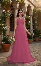 Elegant Bridesmaid Dress - Cap Sleeve Formal Gown TFB8069