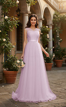 Elegant Bridesmaid Dress - Cap Sleeve Formal Gown TFB8069